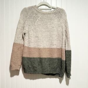 Indi Cold Striped Color Block Sweater Wool Blend Size XS